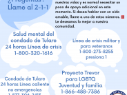 MENTAL HEALTH WELLNESS PHONE NUMBERS SPANISH