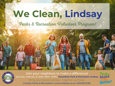 We Clean, Lindsay - Parks and Recreation Volunteer Program!